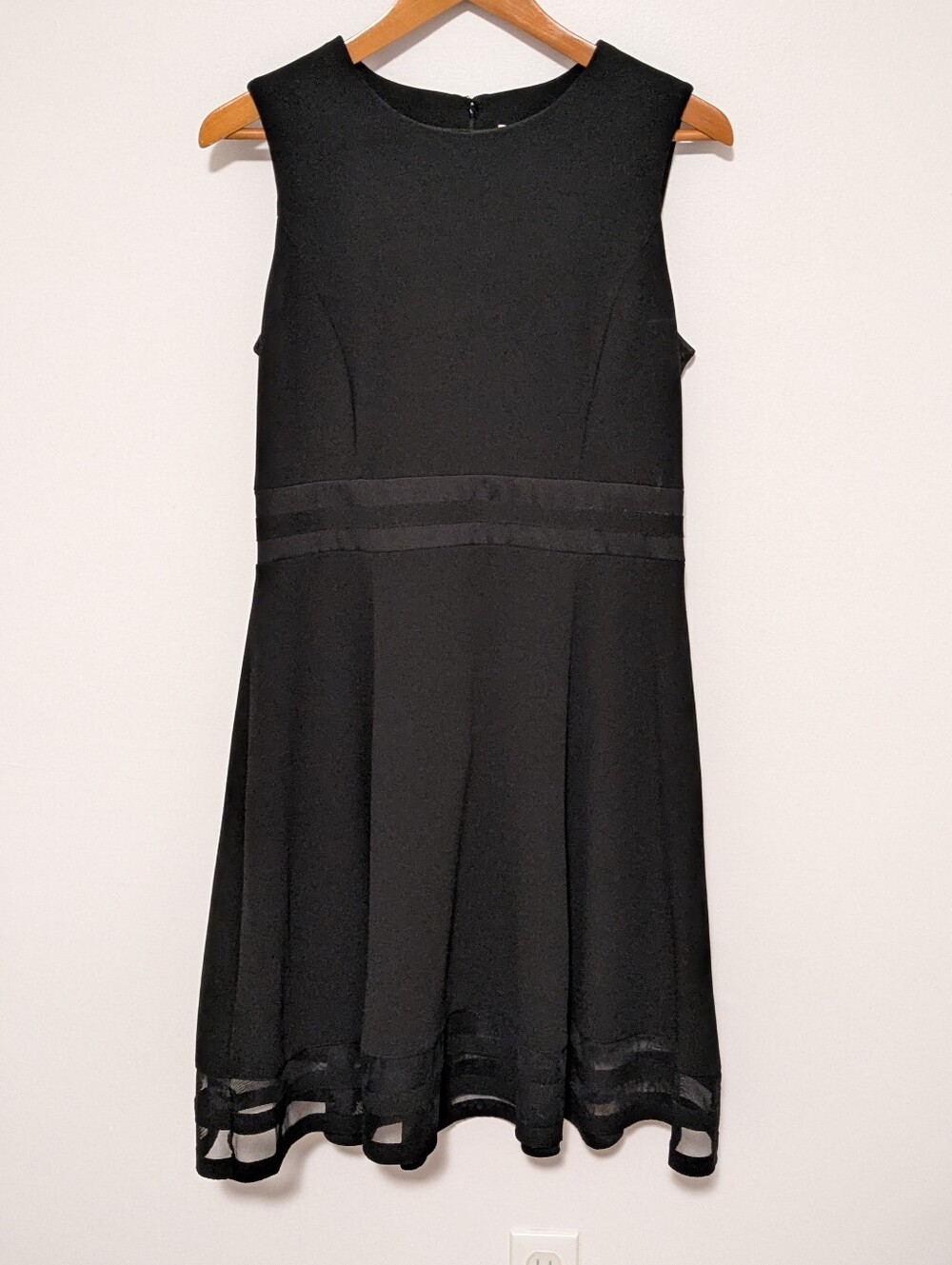Calvin Klein Black Mesh Trim Fit & Flare Cocktail Dress | Size 12